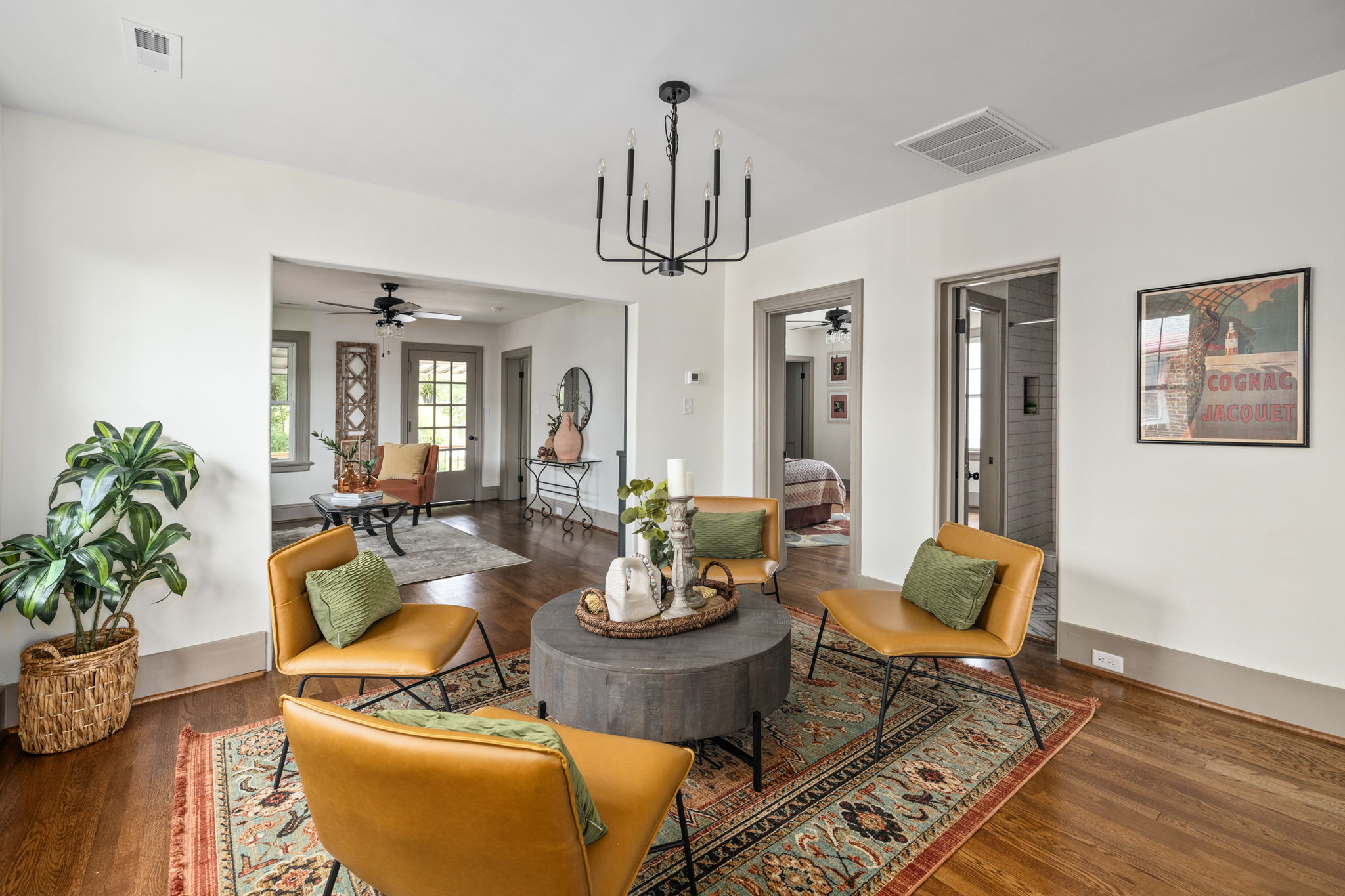 4 chairs around a coffee table